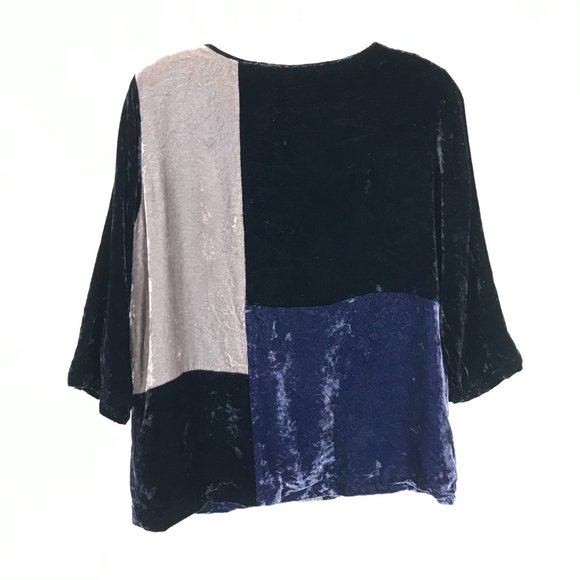 Womens Size Small Bianco Levrin Oversized Velvet Colorblock Pullover Top - Picture 3 of 3